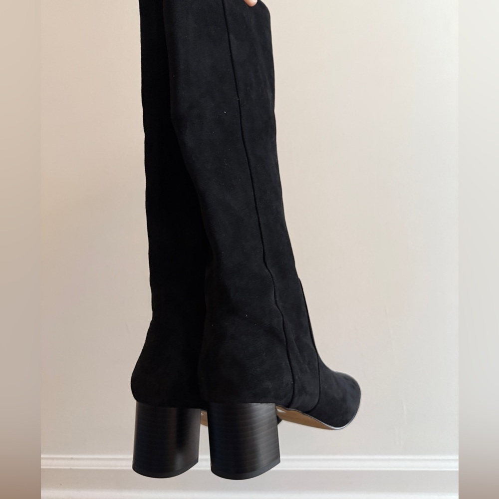 NWT Jcrew Black Suede Knee-high Heeled boots - Picture 5 of 9